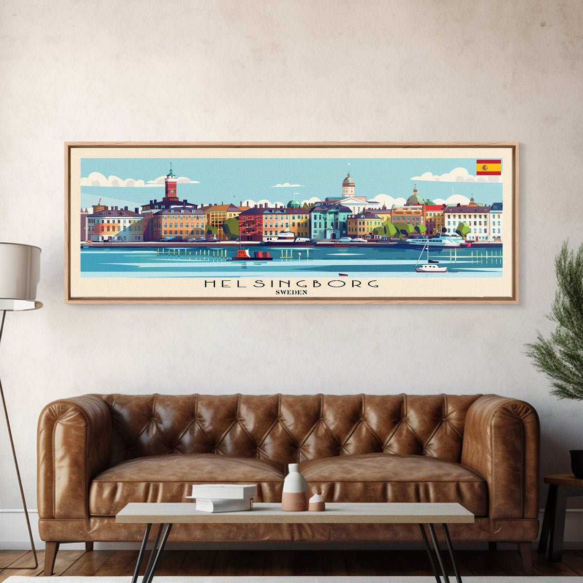 Helsingborg Sweden Travel Print Wall Art, Panoramic City Art, Travel Art, Wall Decor, Vacation Gift, Framed Canvas Print Or Metal Art