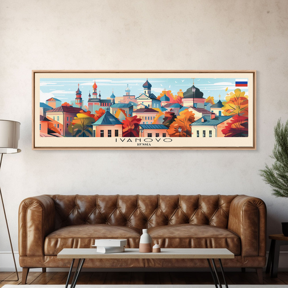 Ivanovo Russia Panoramic Travel Poster, Framed Canvas Print or Metal Wall Art, Travel Art, Home Decor, Panoramic Painting, Midcentury Art
