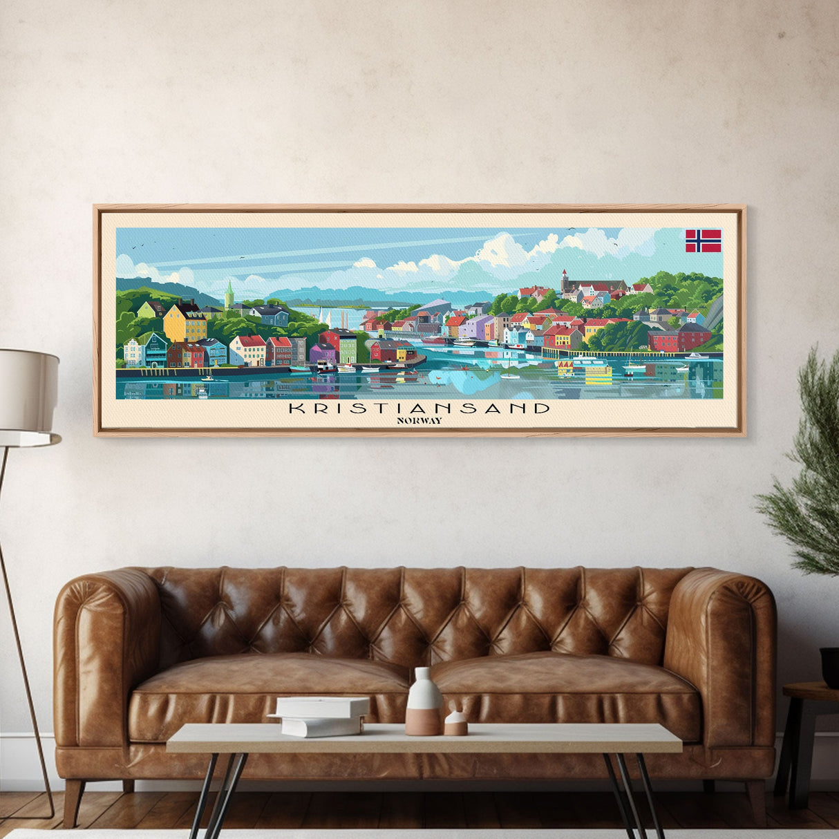 Kristiansand Norway Wall Art, Panoramic Travel Poster, Panoramic Framed Canvas Print, City Wall Art, Wall Hanging Home Decor, Travel Art