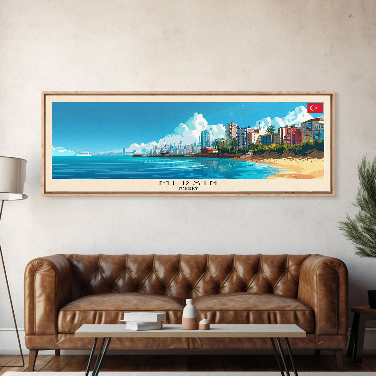 Mersin Turkey Wall Art, Panoramic Travel Poster, Panoramic Framed Canvas Print, City Wall Art, Wall Hanging Home Decor, Travel Art
