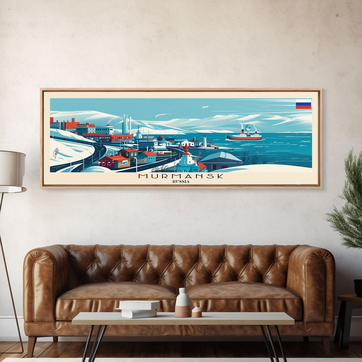 Murmansk Russia Panoramic Travel Poster, Framed Canvas Print or Metal Wall Art, Travel Art, Home Decor, Panoramic Painting, Midcentury Art