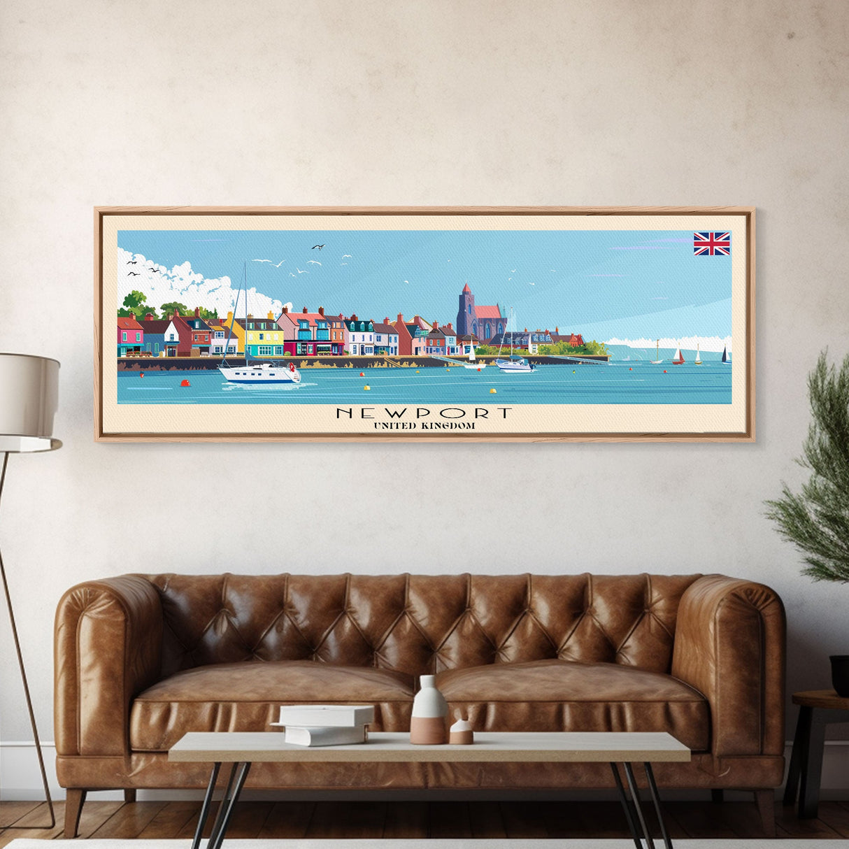 Newport United Kingdom Travel Print Wall Art, Panoramic City Art, Travel Art, Wall Decor, Vacation Gift, Framed Canvas Print Or Metal Art