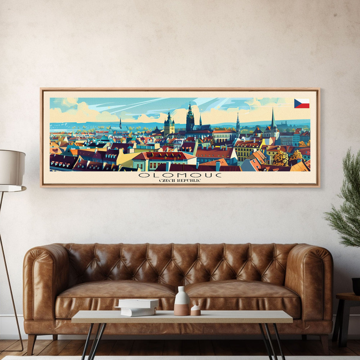 Olomouc Czech Republic Travel Art, City Art, Framed Canvas Print or Metal Wall Art, Europe Travel Poster, Panoramic Wall Art, Extra Wide Wall Art