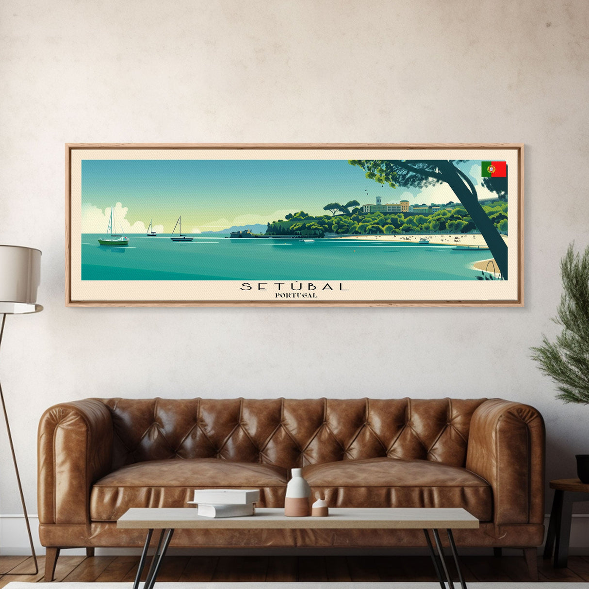 Setbal Portugal Travel Print Wall Art, Panoramic City Art, Travel Art, Wall Decor, Vacation Gift, Framed Canvas Print Or Metal Art