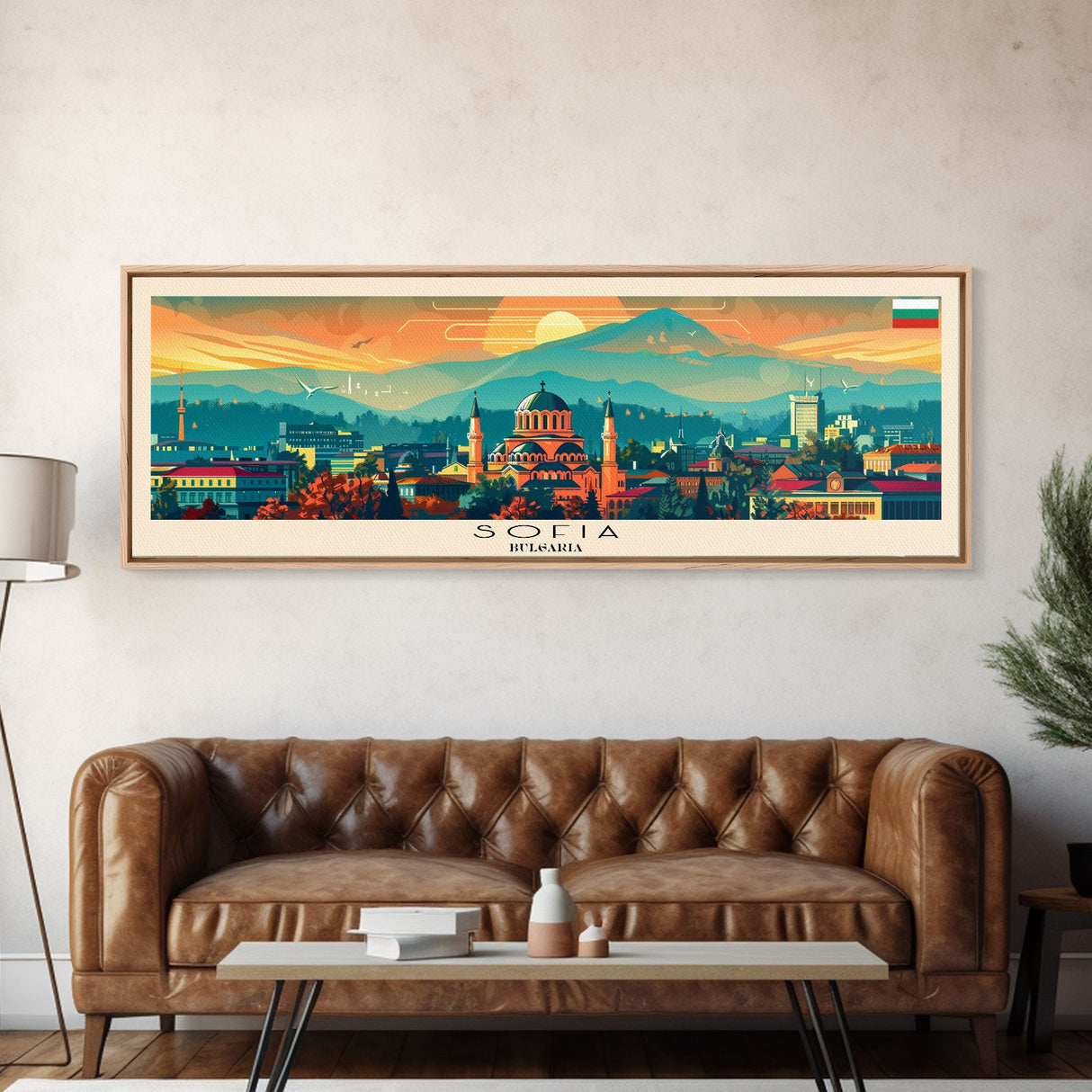 Sofia Bulgaria Wall Art, Panoramic Travel Poster, Panoramic Framed Canvas Print, City Wall Art, Wall Hanging Home Decor, Travel Art