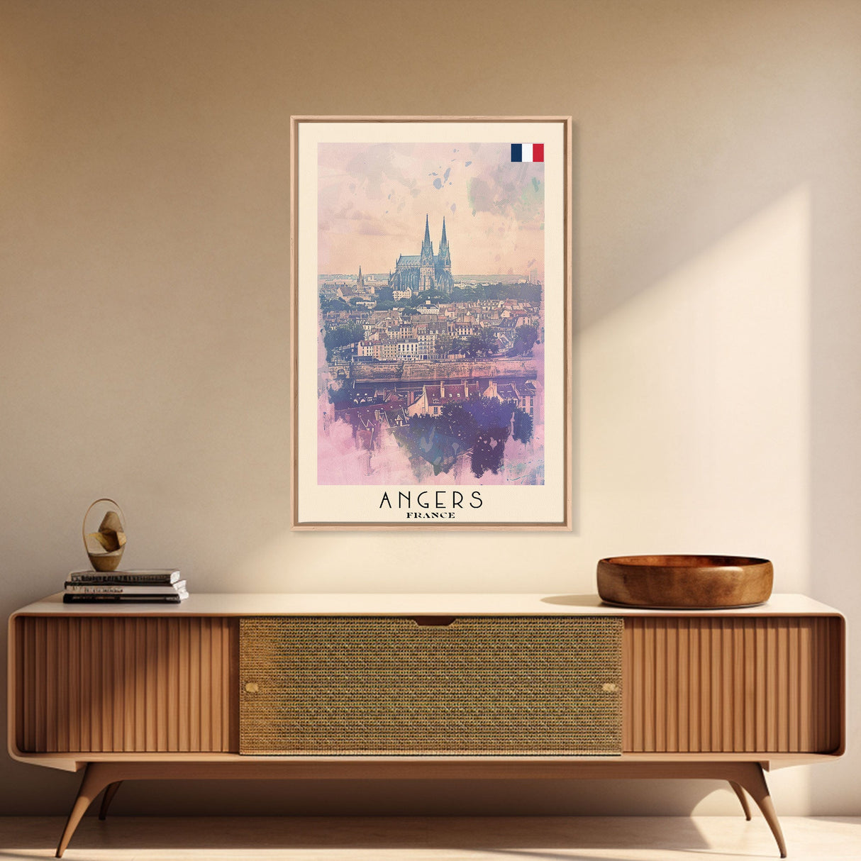 Enchanting Angers Cathedral View, Framed Canvas Print, Ideal for Bedroom Art, Travel Poster, Home Decoration, Boho Wall Art