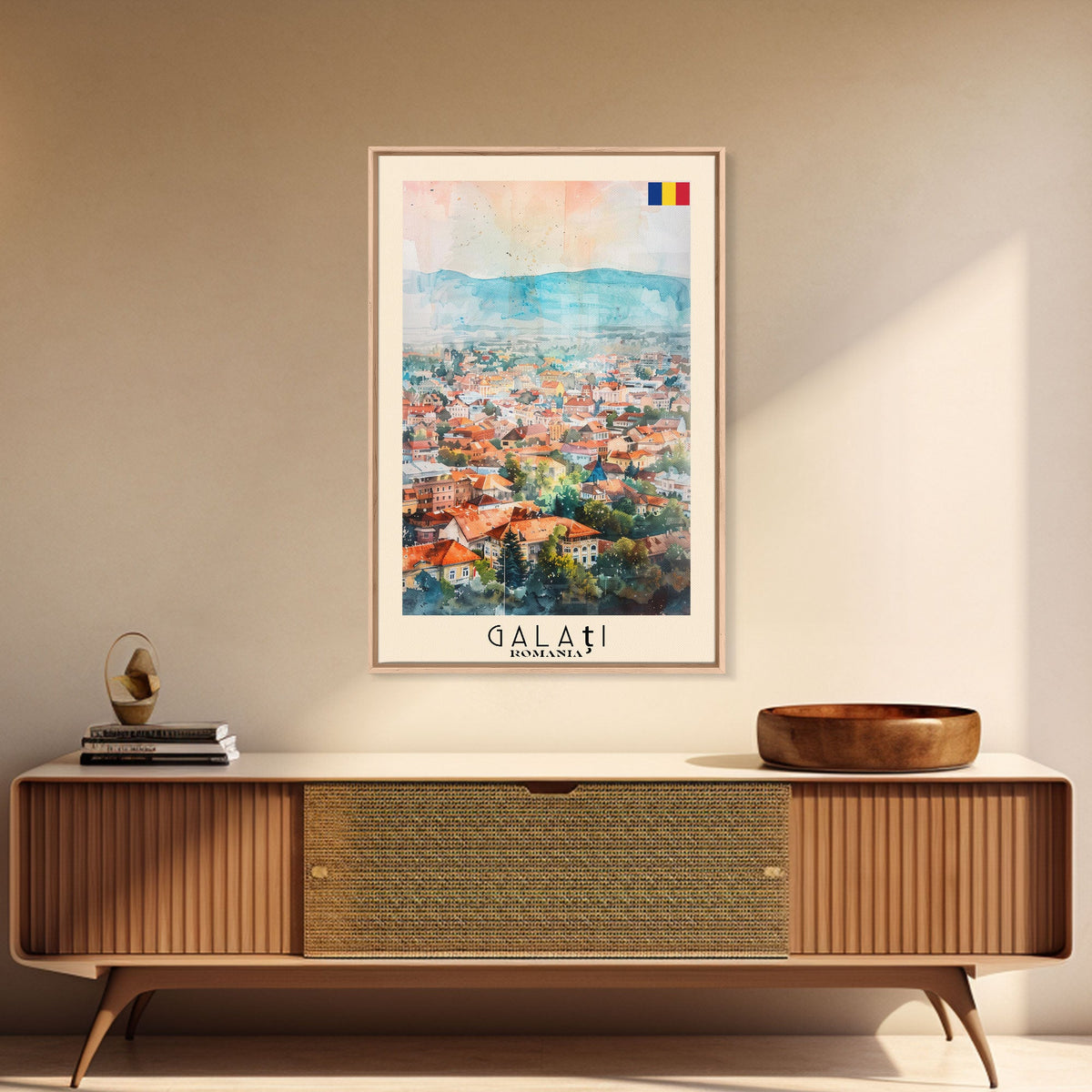 Galati, Romania Travel Poster Art, Framed Canvas Print for Living Room or Bedroom, Scenic Wall Art, Perfect Home Decoration