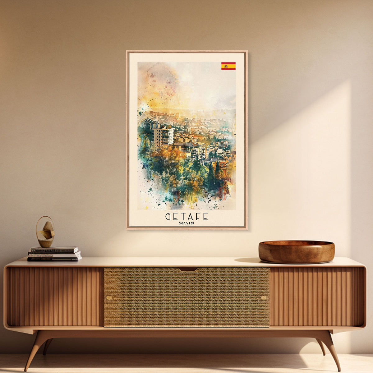 Getafe Spain Skyline Art, Framed Canvas Print, Bedroom Wall Art, Travel Poster Art, Home Decoration, Spanish Art