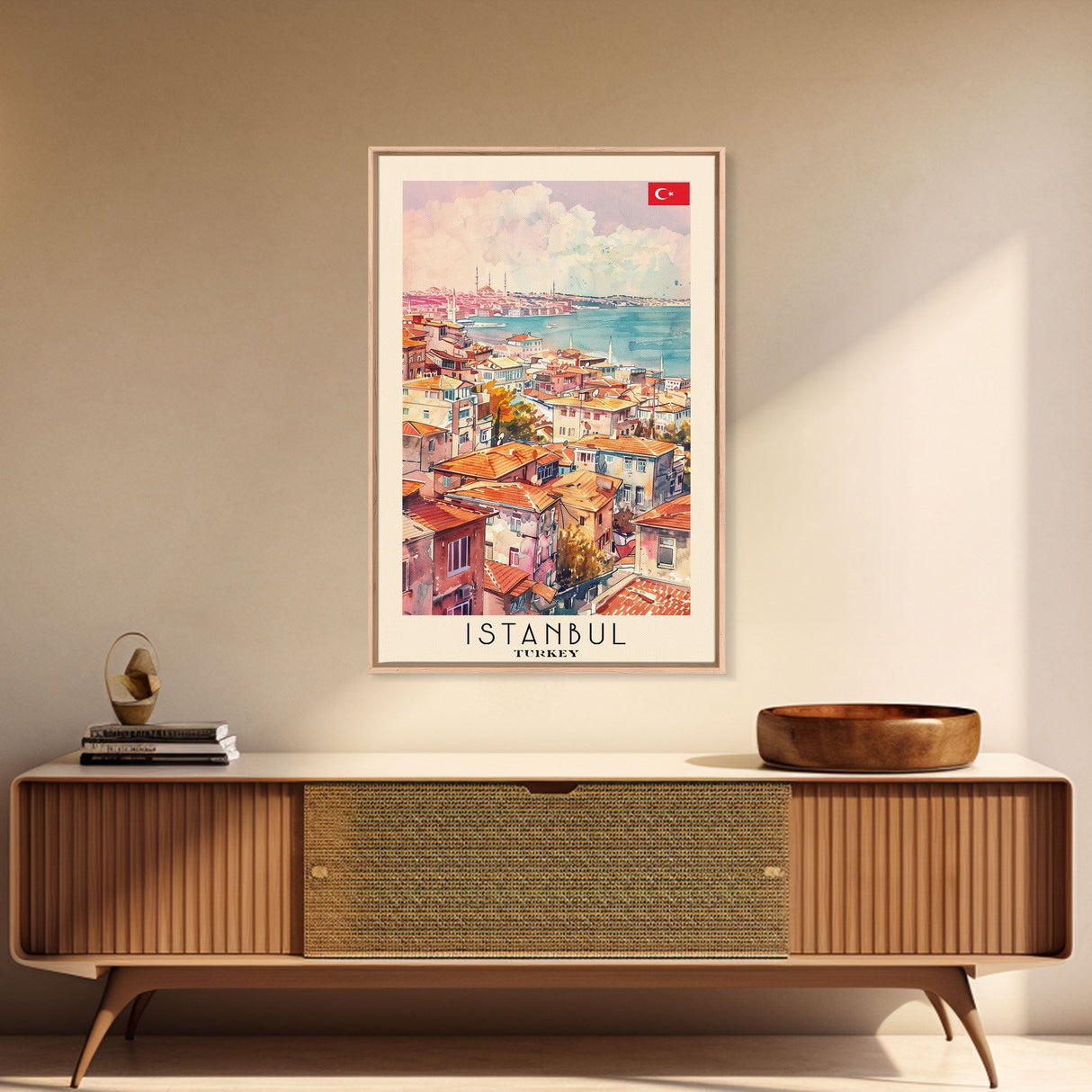 Istanbul Turkey Bosphorus Art Print, Beautiful Canvas Print for Home Decor, Travel Poster for Living Room Wall Art, Turkish Cultural Scene
