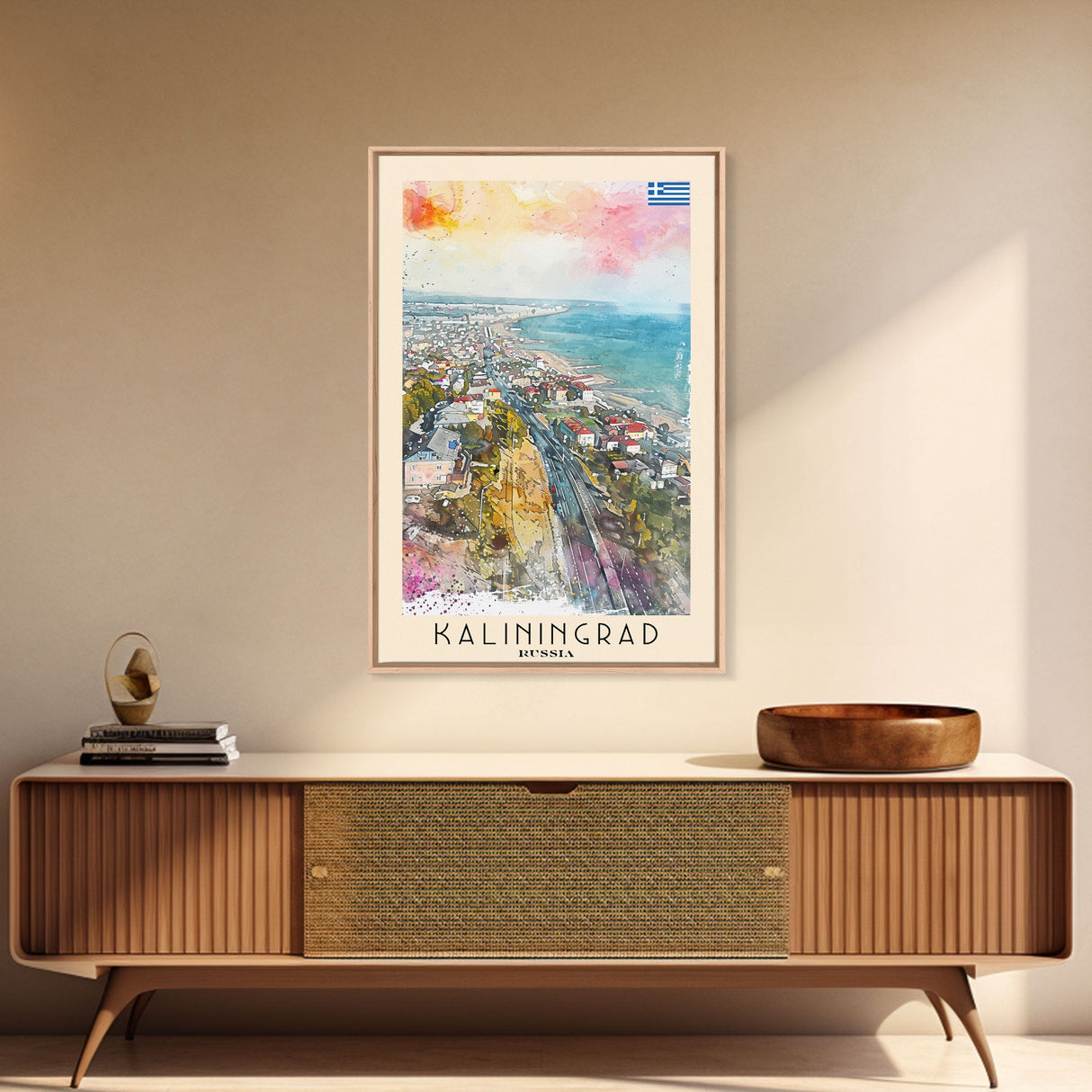 Kaliningrad Russia Urban Landscape, Framed Canvas Print, Travel Poster, Modern Wall Art, Office Decor, Russian Cityscape, Contemporary Home Decoration