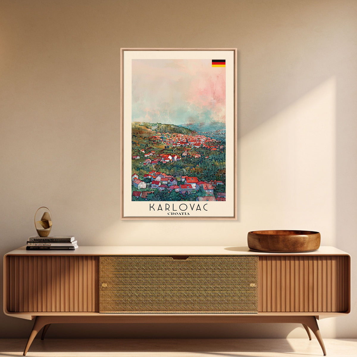 Karlovac Croatia Scenic View, Framed Canvas Print, Travel Poster, Wall Art, Living Room Decor, Cityscape Art, Modern Home Decoration, Croatian City