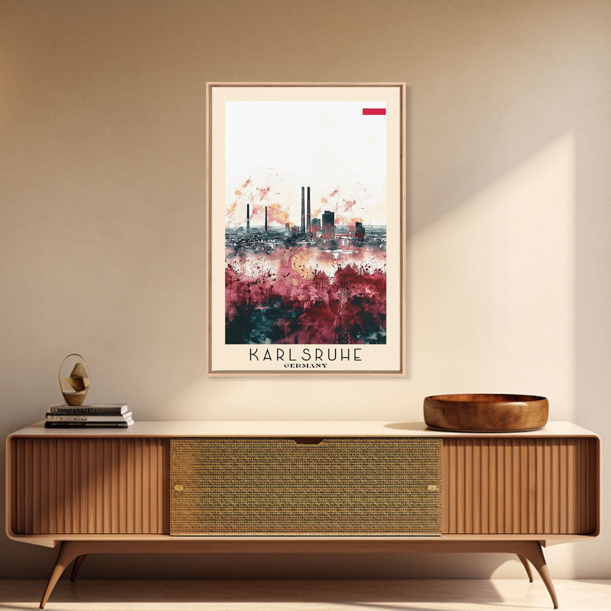 Karlsruhe Germany Urban Landscape, Framed Canvas Print, Travel Poster, Wall Art, Office Decor, Cityscape Art, Modern Home Decoration, German City