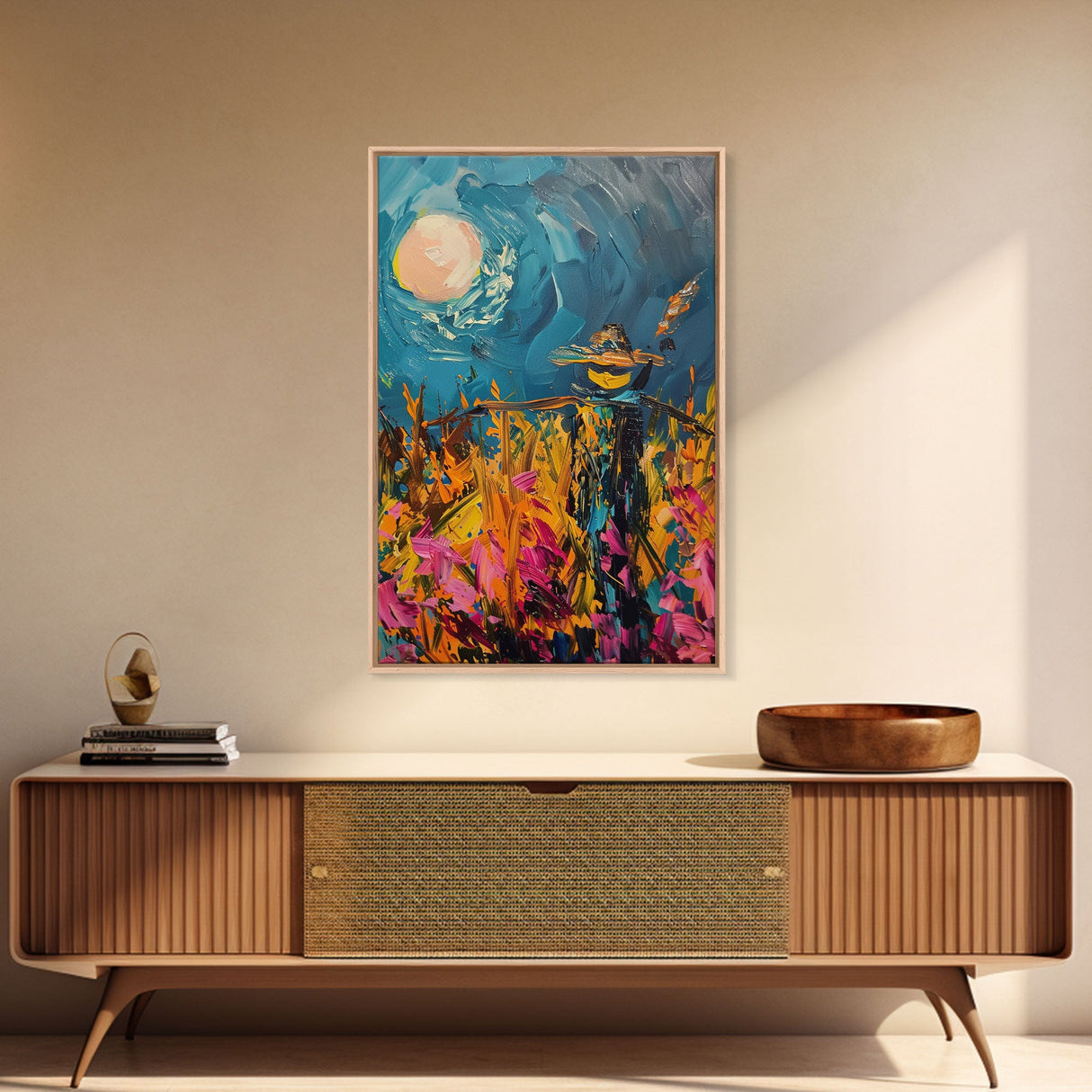 Halloween Ghostly Specter in Enchanted Forest Framed Canvas Print, Spooky Wall Art, Home Decor, Witch's Lair, Gift Idea, Midnight Haunt