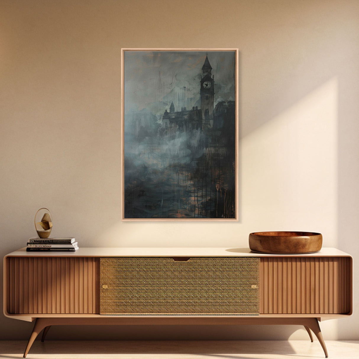 Haunted Gothic Castle, Halloween Art Print, Spooky Home Decor, Framed Canvas Print, Creepy Art, Halloween Wall Decor, Seasonal Wall Art