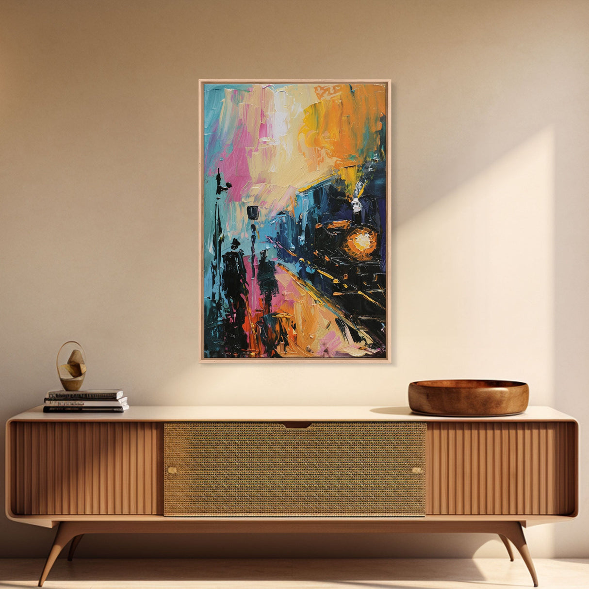 Haunted Carnival Ride at Night Framed Canvas Print, Halloween Wall Art, Spooky Home Decor, Ghostly, Haunted Amusement Park, Halloween Art