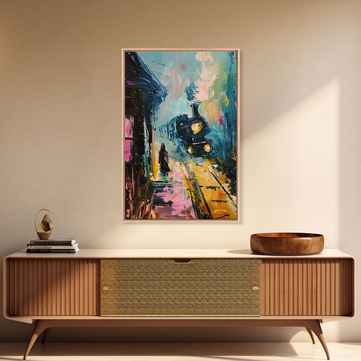 Spooky Van Gogh-Inspired Haunted House Framed Canvas Print, Halloween Wall Art, Eerie Home Decor, Ghostly Night Artwork, Haunted Home