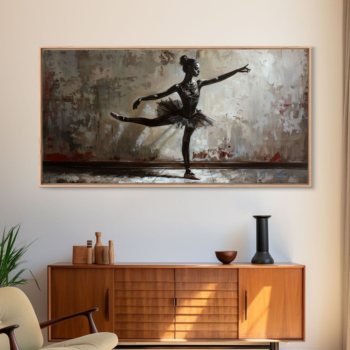 Ghostly Ballerina Framed Canvas Print, Halloween Decor, Spooky Vibes Wall Art