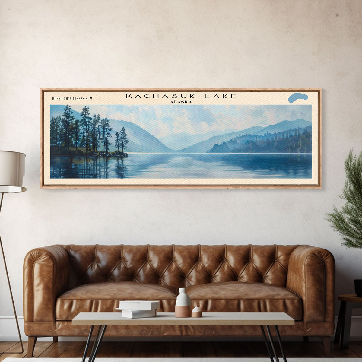 Kaghasuk Lake Framed Canvas Print, Panoramic Lake House Decor, Wall Art, Travel Poster, Stunning Lake Painting, Nature Art