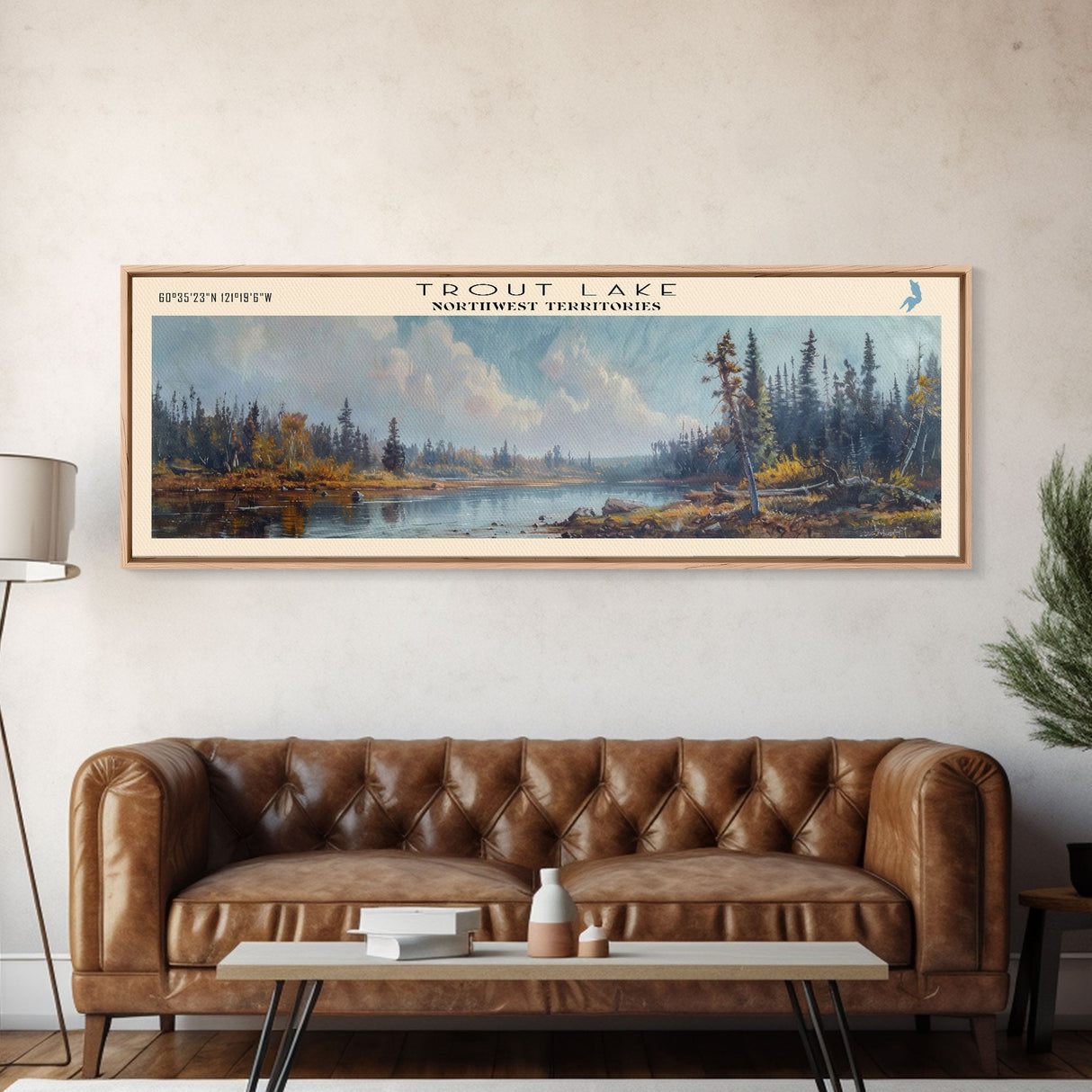 Trout Lake Canada Northwest Territories Panoramic Wall Art, Framed Canvas Print, Lake House Decor, Travel Poster, Beautiful Lake Scene, Home Decor