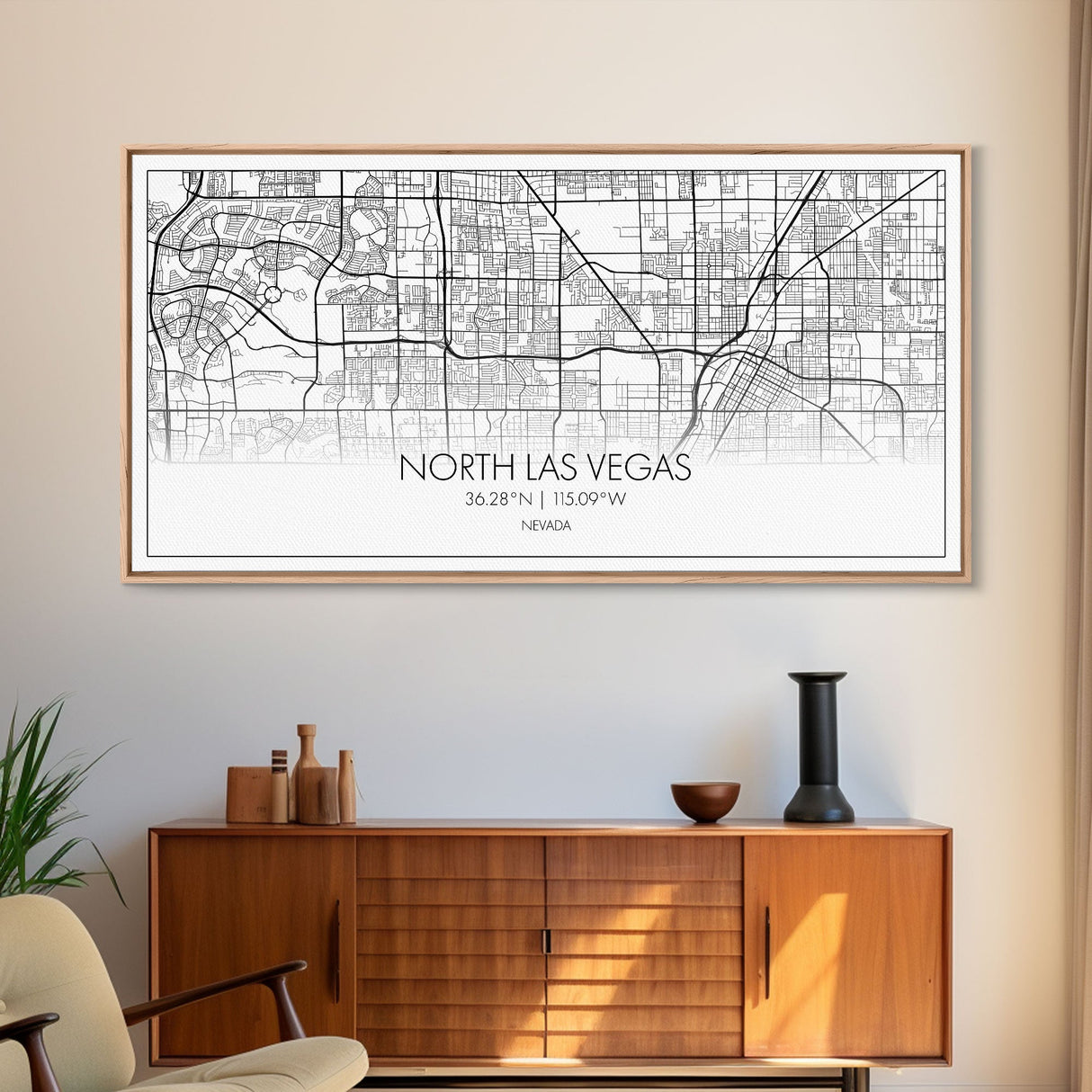 North Las Vegas City Map, Nevada Art, Map Print, Minimalist Wall Art, Wall Art, Canvas Art, Gamer Room Décor, Teacher Gift, Teen Boy Décor
