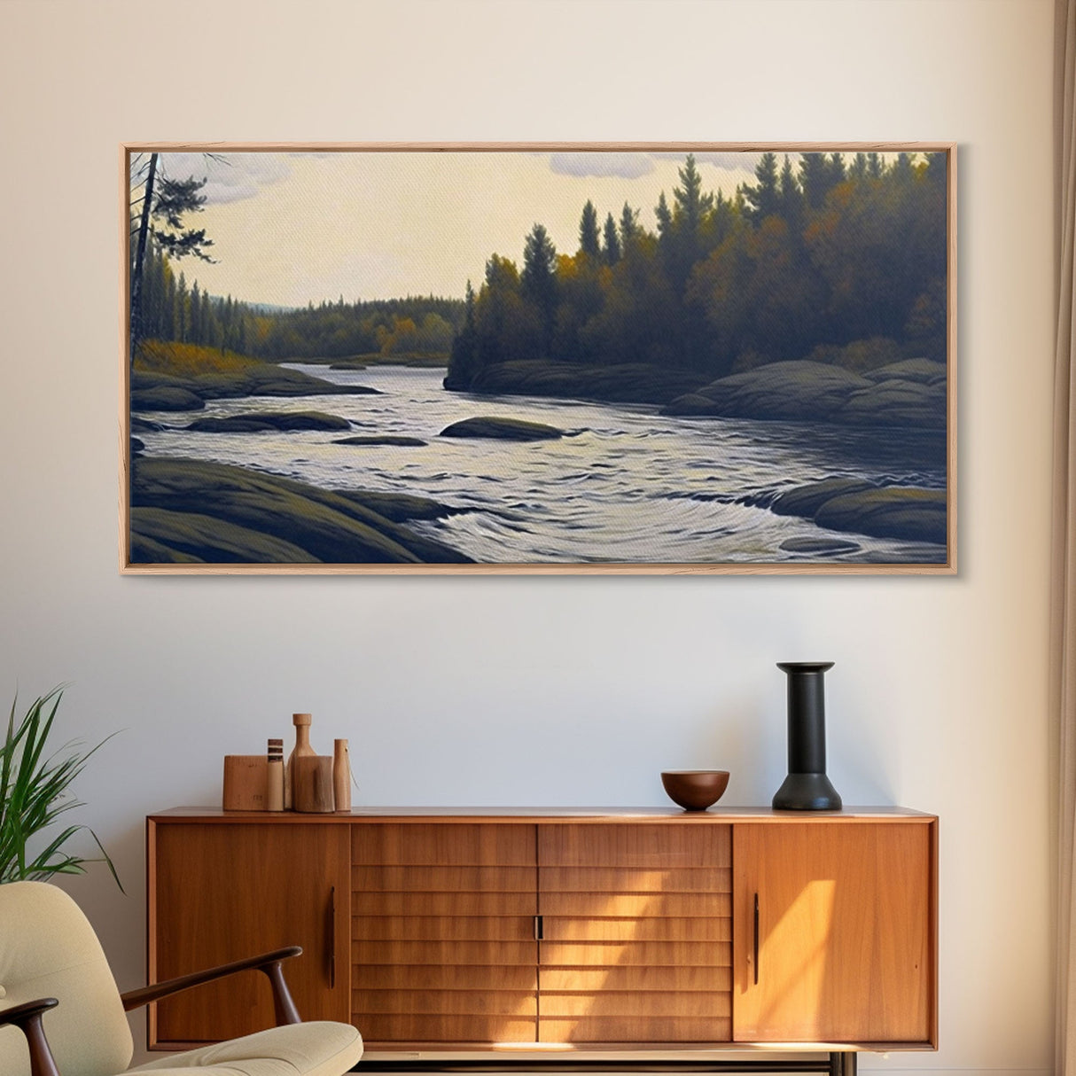 Landscape wall art, Vintage art, Antique landscape painting, Landscape print, Vintage Style Art, Panoramic art, Calm valley, Farm artwork