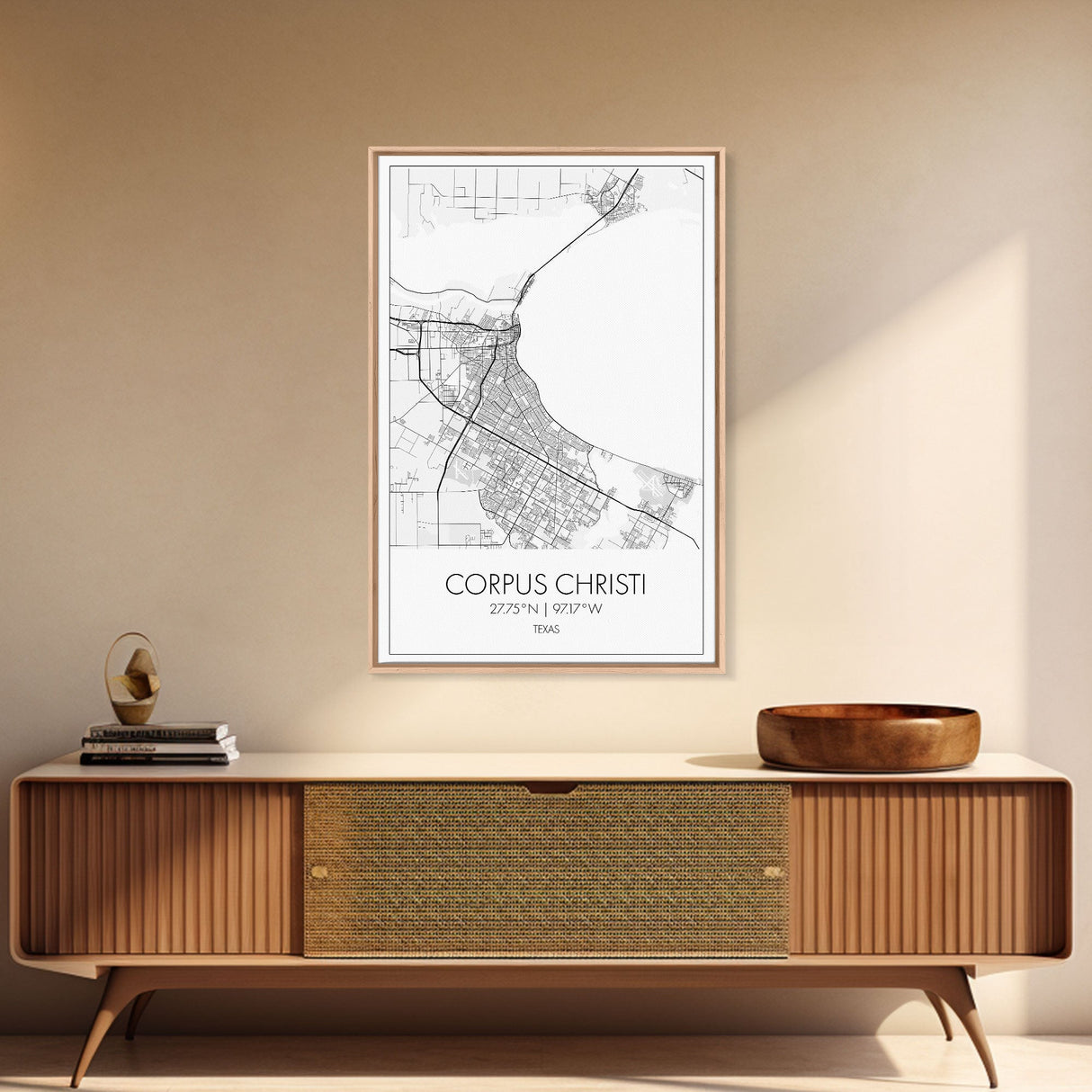 Corpus Christi Street Map, Texas Map, City Map Art, Minimalist Art, Wall Art, Canvas Print, Travel Wall Décor, Gift For Dad, Office Décor
