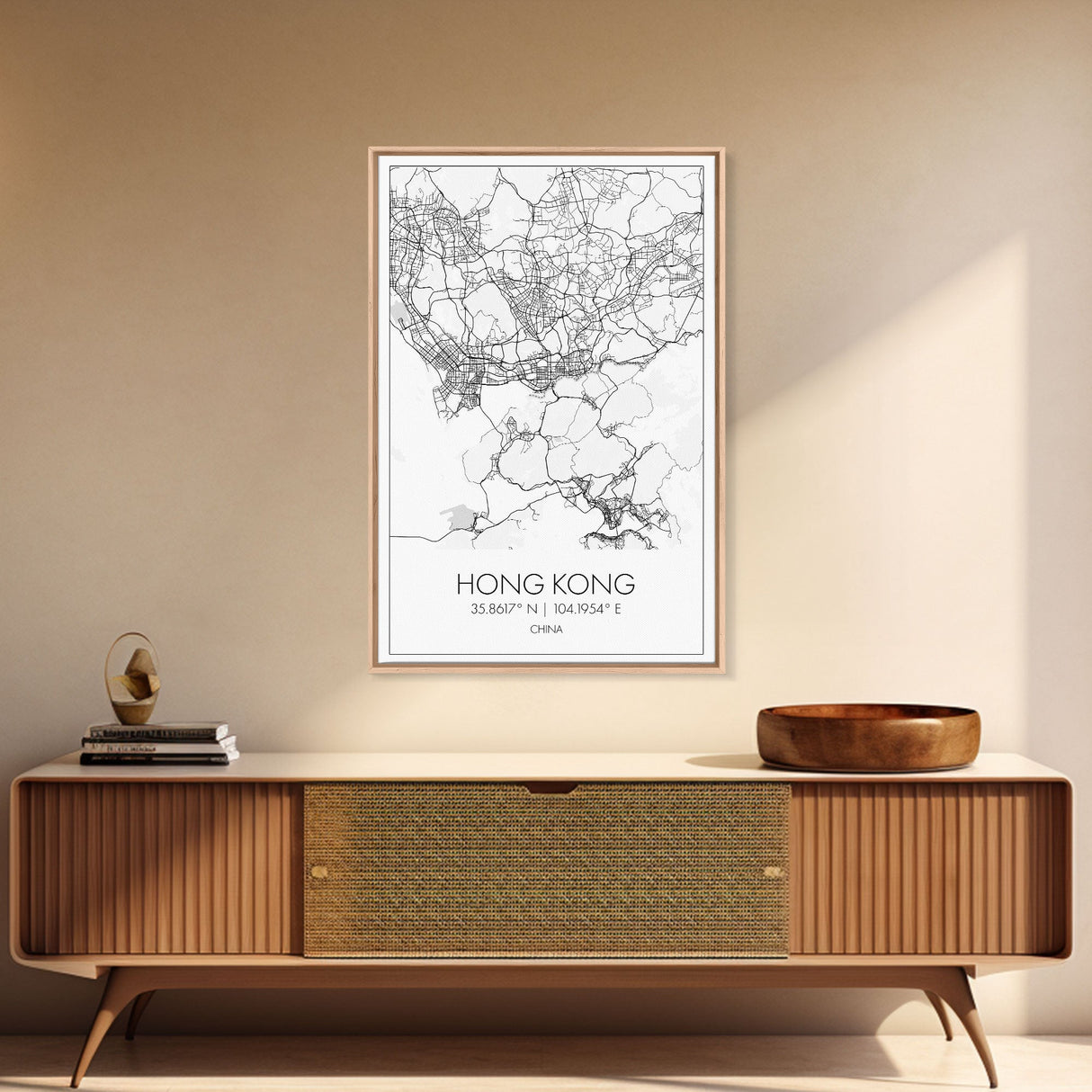 Hong Kong Street Map, China Map, Asia City Map Art, Minimalist Art, Wall Art, Canvas Print, Wanderlust Gift, Home Office Art, Travel Art