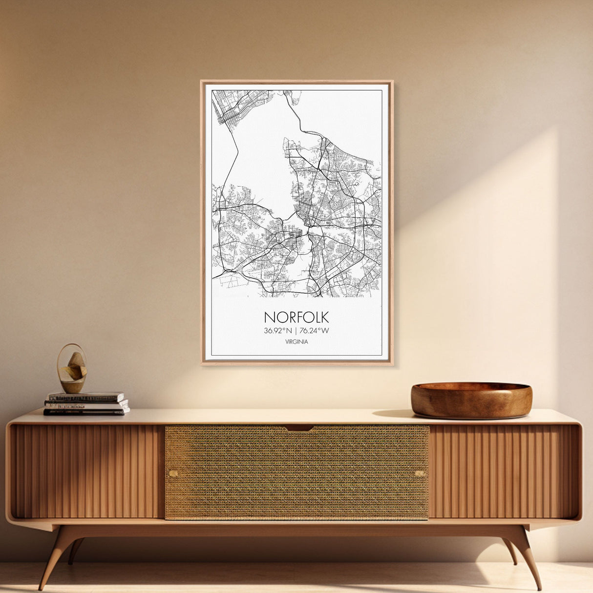 Norfolk Street Map, Virginia Map, City Map Art, Modern Art, Wall Art, Canvas Print, Bedroom Décor, College Student Gift, Travel Print
