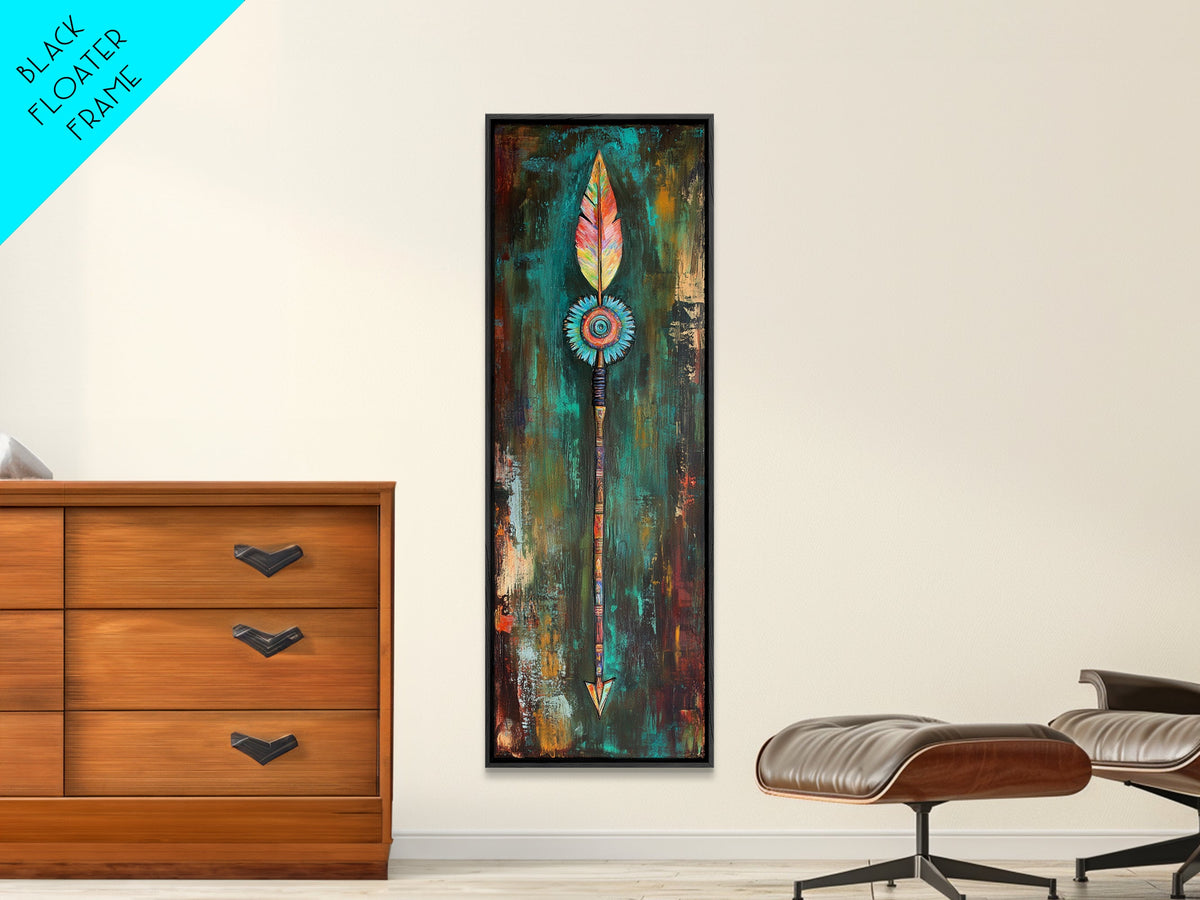 Tribal Arrow Art Canvas Print Southwest Wall Art Boho Decor Tall Narrow Art Rustic Wall Art Above Bed Wall Art