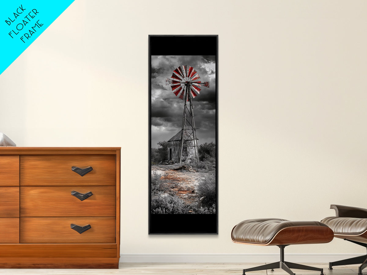 Western Windmill Art, Canvas Print, rustic décor, windmill wall art, farmhouse art, extra wide art, Joshua tree art, southwest wall art