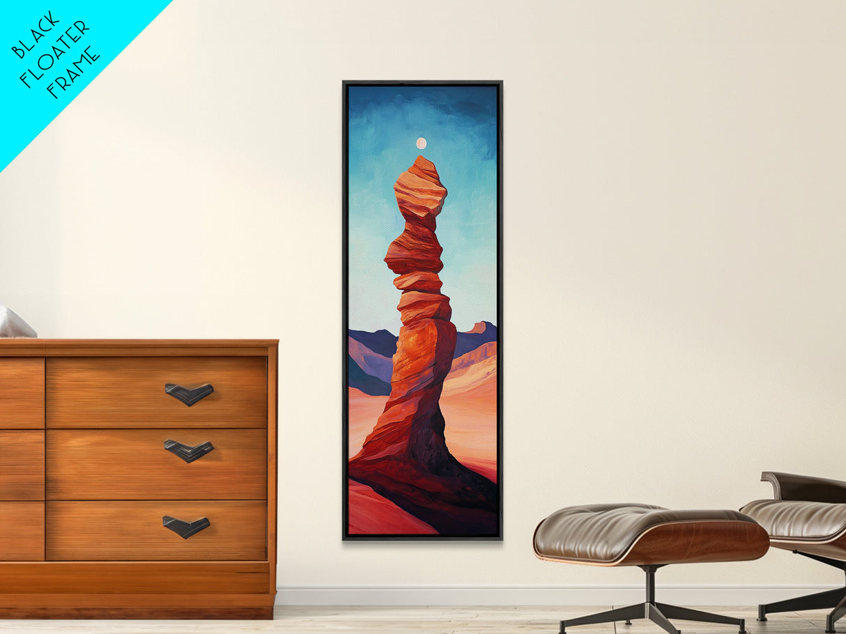 Red Rock Balance Framed Canvas Print, Southwest Wall Art, Joshua Tree Art, Tall Narrow Art, Boho Art, Geometric Wall Art