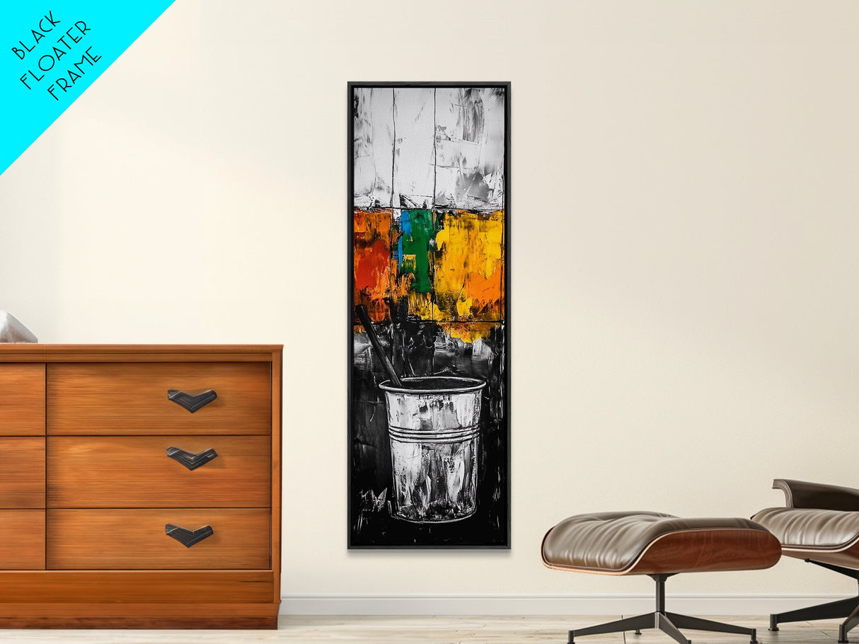 Industrial Paint Bucket Canvas Print, Graffiti Wall Art, Abstract Art, Moody Art, Rustic Decor, Chicano Art, Tall Narrow Art, Modern Home Art