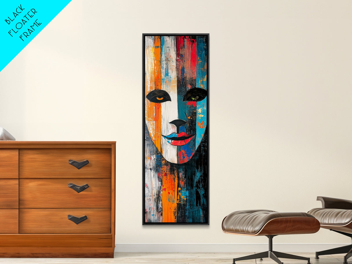 Abstract Face Framed Canvas Print moody art graffiti wall art dark romance painting vibrant abstract art pop art colorful home decor