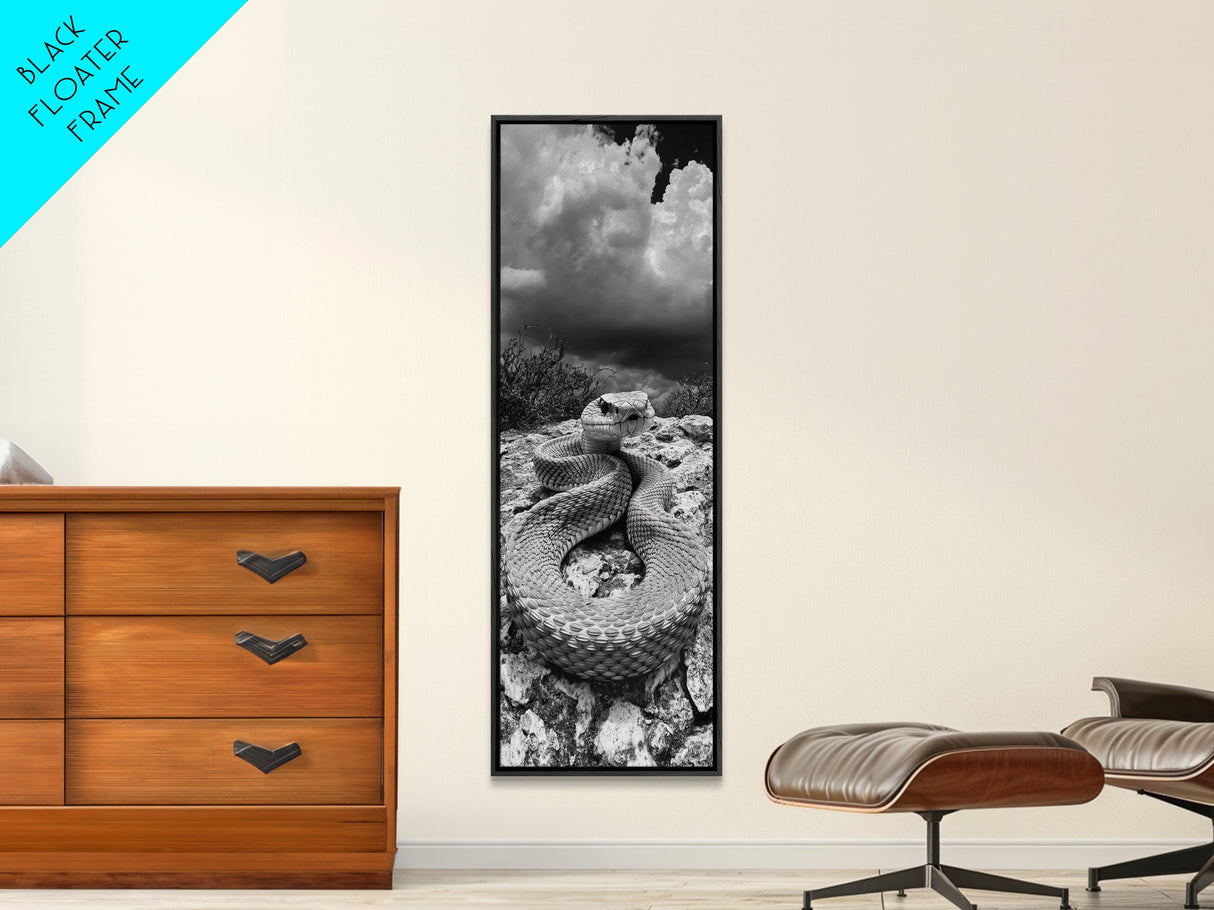 Rattlesnake Desert Art, Framed Canvas Print, southwest wall art, rustic decor, moody art, wildlife photography, cowboy aesthetic, gift idea