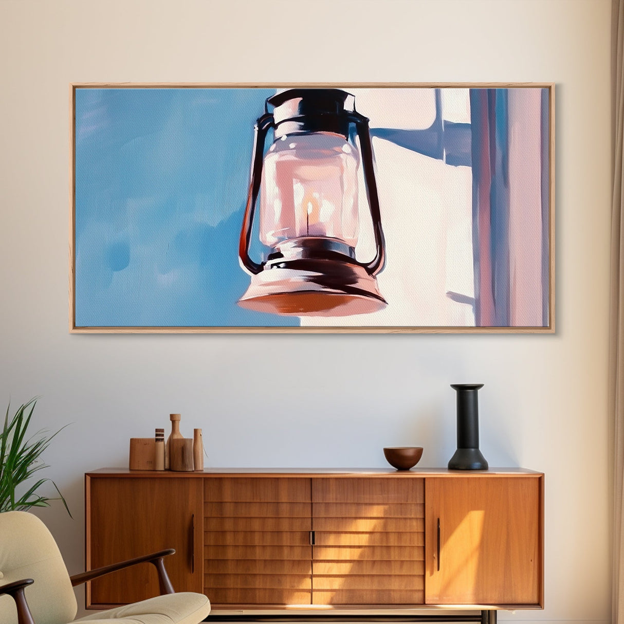 Lantern Painting, Rustic Decor, Farmhouse Art, Wabi Sabi Art, Southwest Wall Art, Moody Art, Light Pink Wall Art, Framed Canvas Print, Minimalist Art