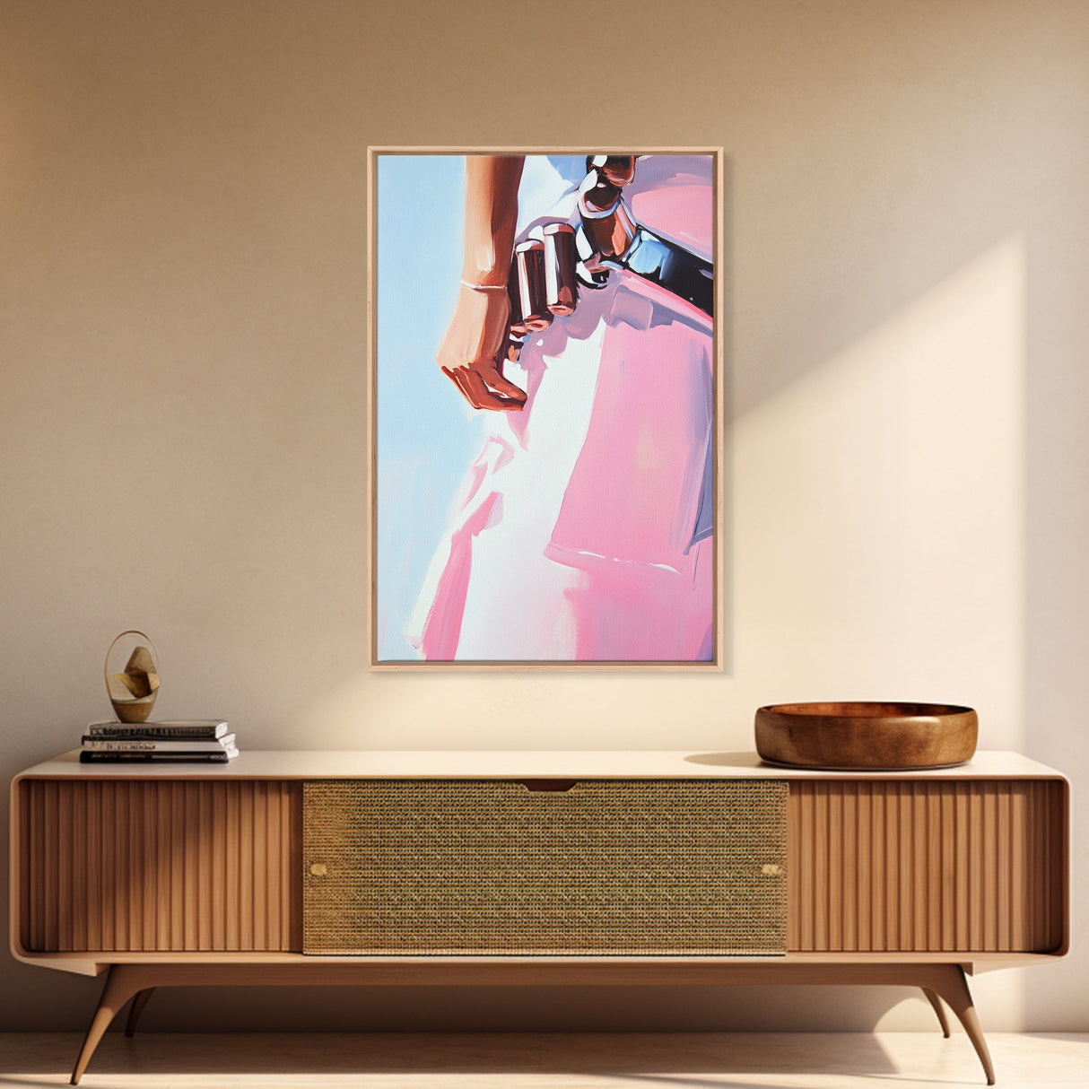Pink cowgirl, western belt, black cowgirl painting, light pink wall art, southwestern art, cowboy aesthetic, framed canvas print, rustic art