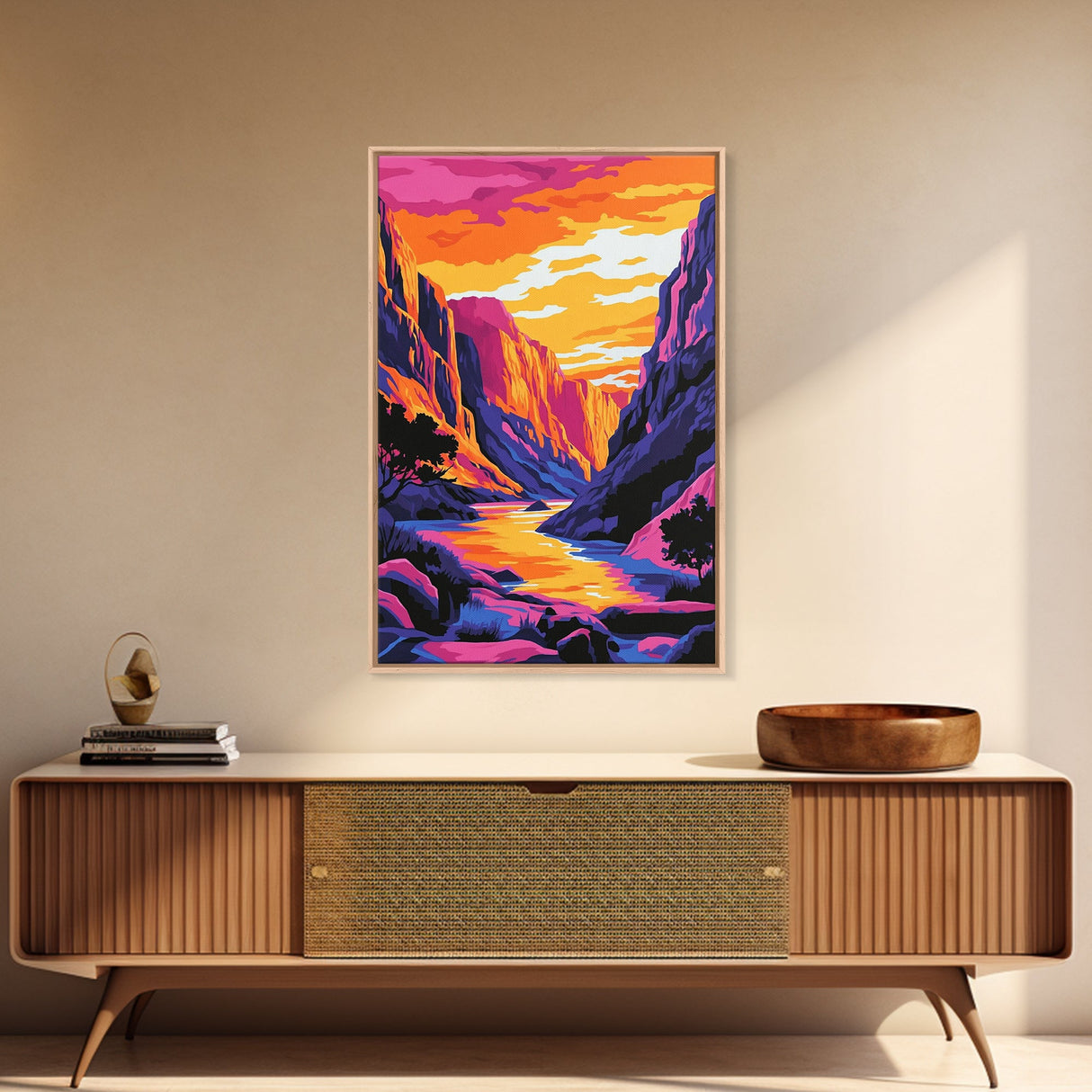 Canyon Sunset, Landscape Painting, Pink Orange Wall Art, Canvas Print, Southwest Wall Art, Nature Wall Art, Rustic Art, Gift Idea