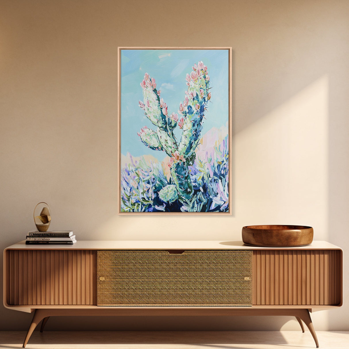 Prickly Pear Cactus, agave painting, southwest wall art, botanical prints, gift idea for her, boho art, desert decor, Canvas Print