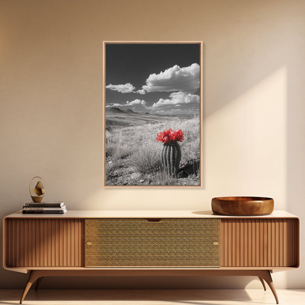 Cactus Bloom, Wildflower Painting, Botanical Prints, Nature Art, Rustic Decor, Southwest Wall Art, Canvas Print, Living Room Art