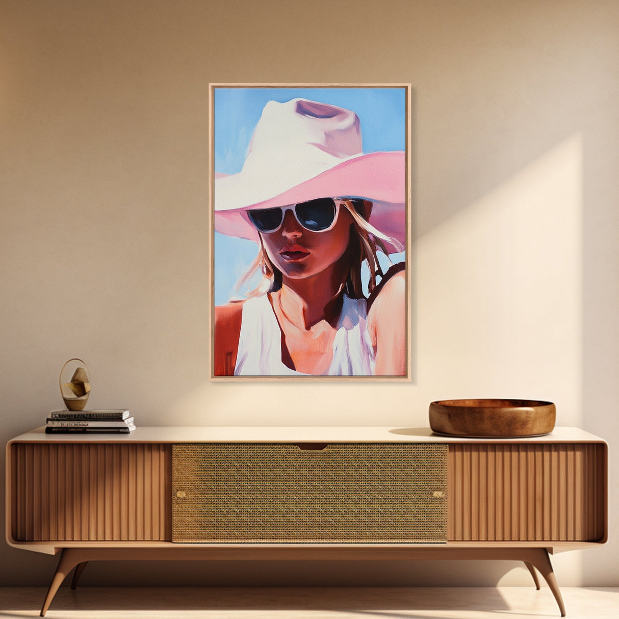 Coastal Cowgirl Painting, Black Cowgirl Art, Western Fashion Art, Moody Art, Southwest Wall Art, Canvas Print, Rustic Decor, Boho Art