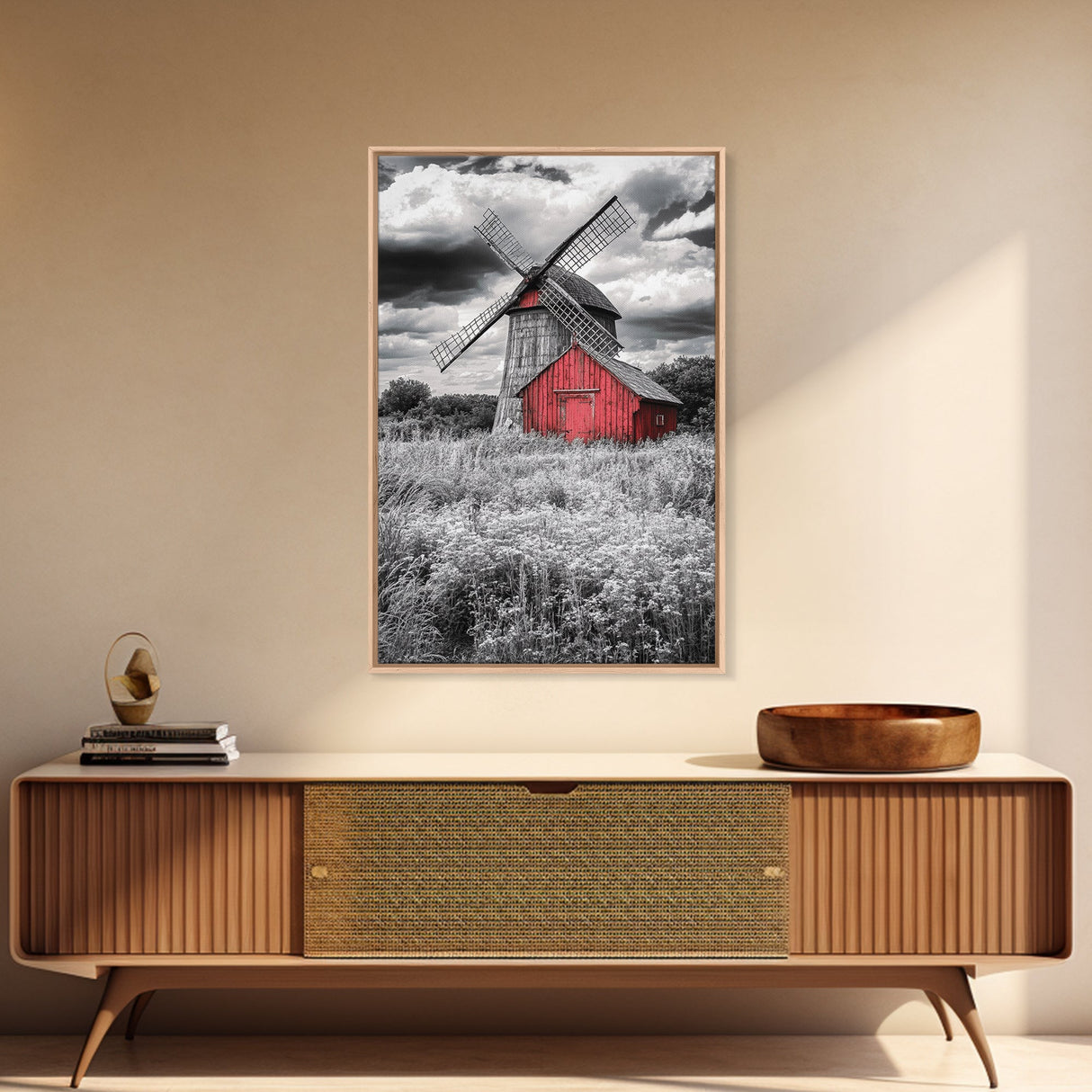 Windmill, Rustic Farm Art, Windmill Wall Art, Farmhouse Art, Minimalist Art, Rustic Decor, Wabi Sabi Art, Canvas Print, Gift Idea
