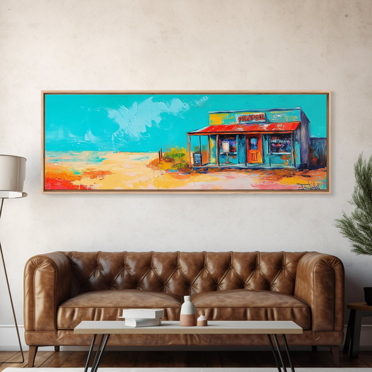 Southwest Wall Art, Framed Canvas Print, Chicano Art, Rustic Decor, Extra Wide Art, Joshua Tree Art, Moody Art, Above Sofa Art, Gift Idea