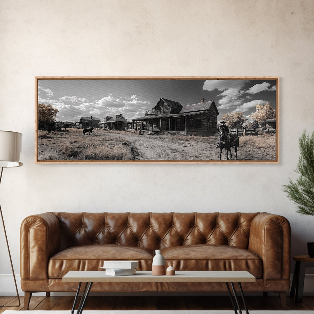 Western Town, Cowboy Art, Old West Wall Art, Rustic Wall Art, Farmhouse Decor, Historical Landscape Art, Panoramic Art, Canvas Print
