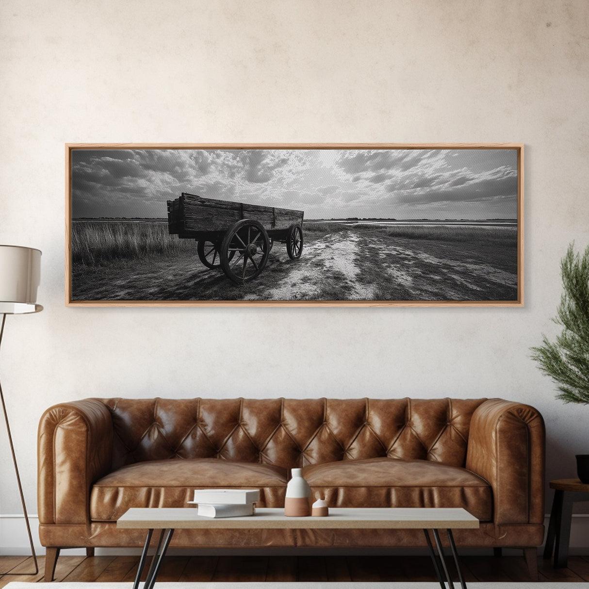 Wagon at Sunset, rustic art, farmhouse art, vintage horse art, tall narrow art, antique farm painting, framed canvas print
