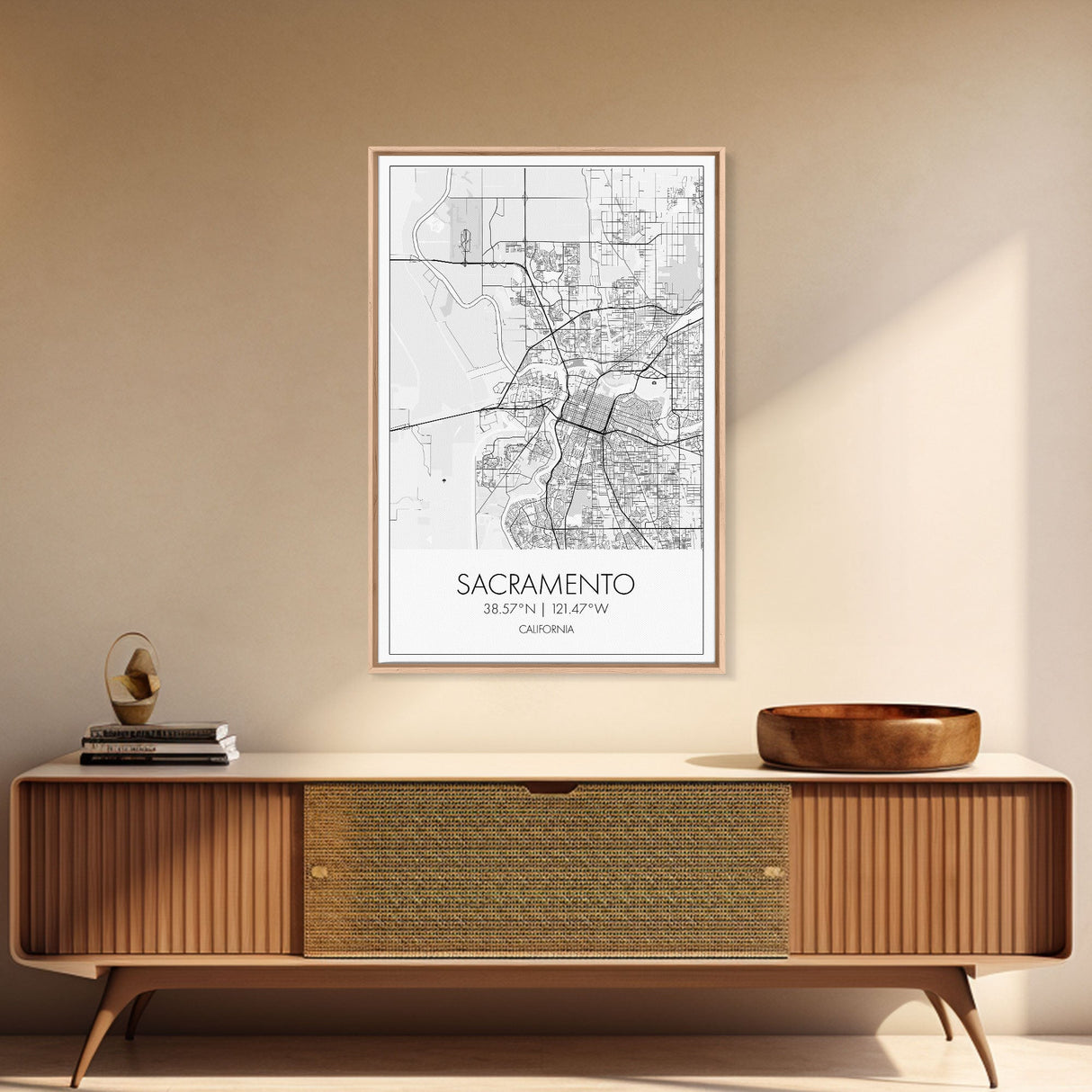 Sacramento Street Map, California Map, City Map Art, Minimalist Art, Wall Art, Canvas Print, Girls Room Art, Gift For Women, Travel Décor