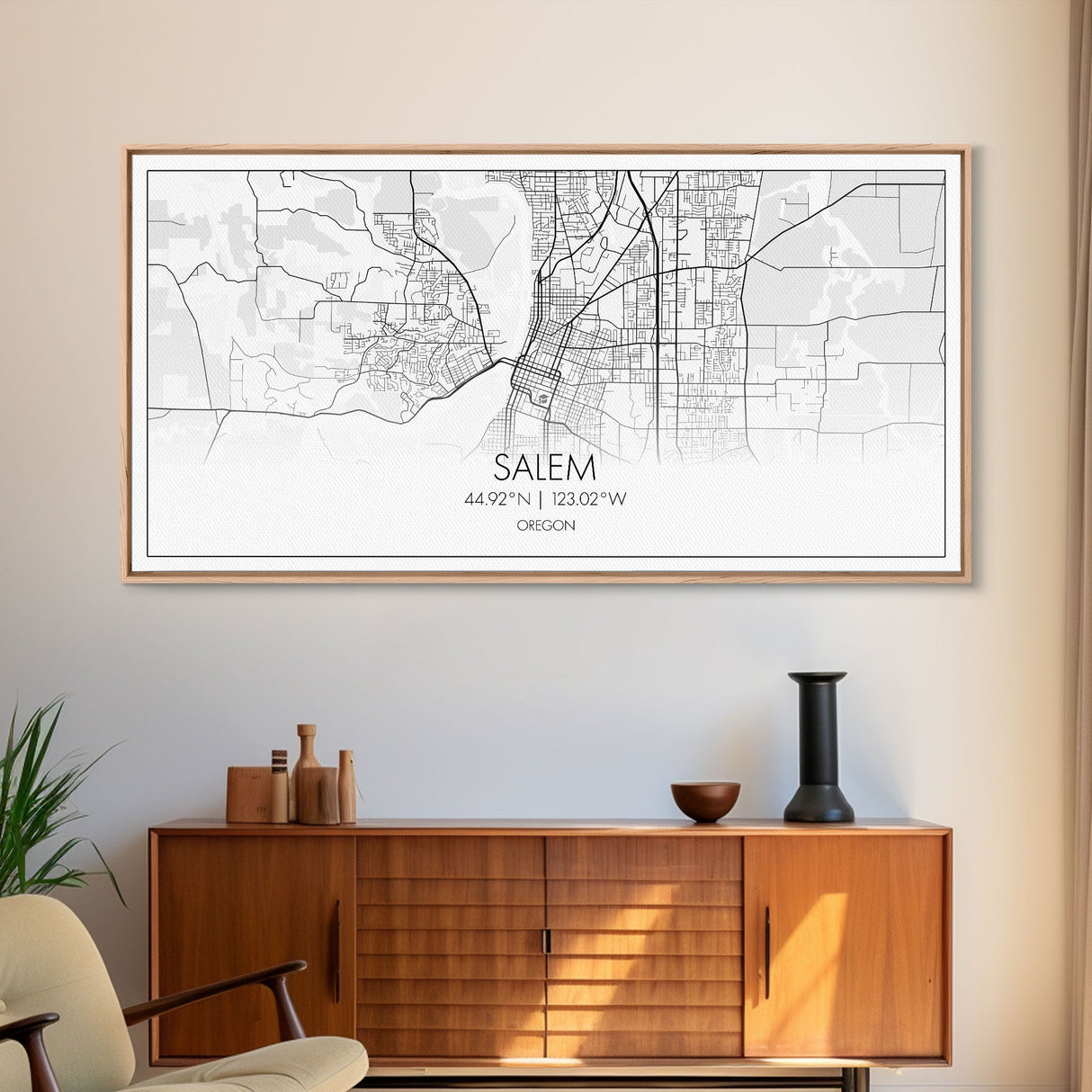 Salem City Map, Oregon Art, Map Print, Minimalist Wall Art, Wall Art, Canvas Art, Country Home Wall Art, Office Décor, First Home Gift