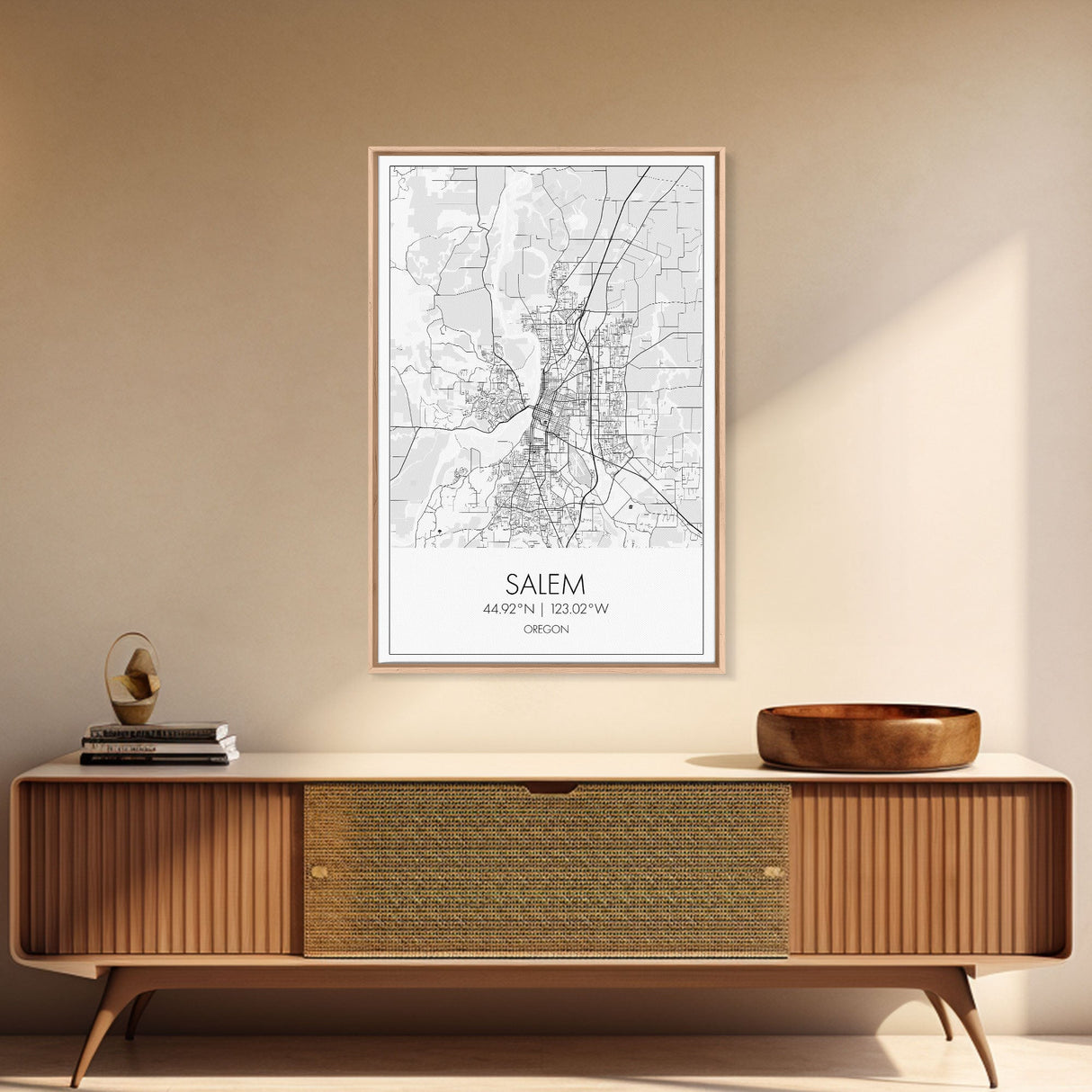 Salem Street Map, Oregon Map, City Map Art, Minimalist Art, Wall Art, Canvas Print, Dorm Room Décor, Graduation Gift, Travel Wall Print