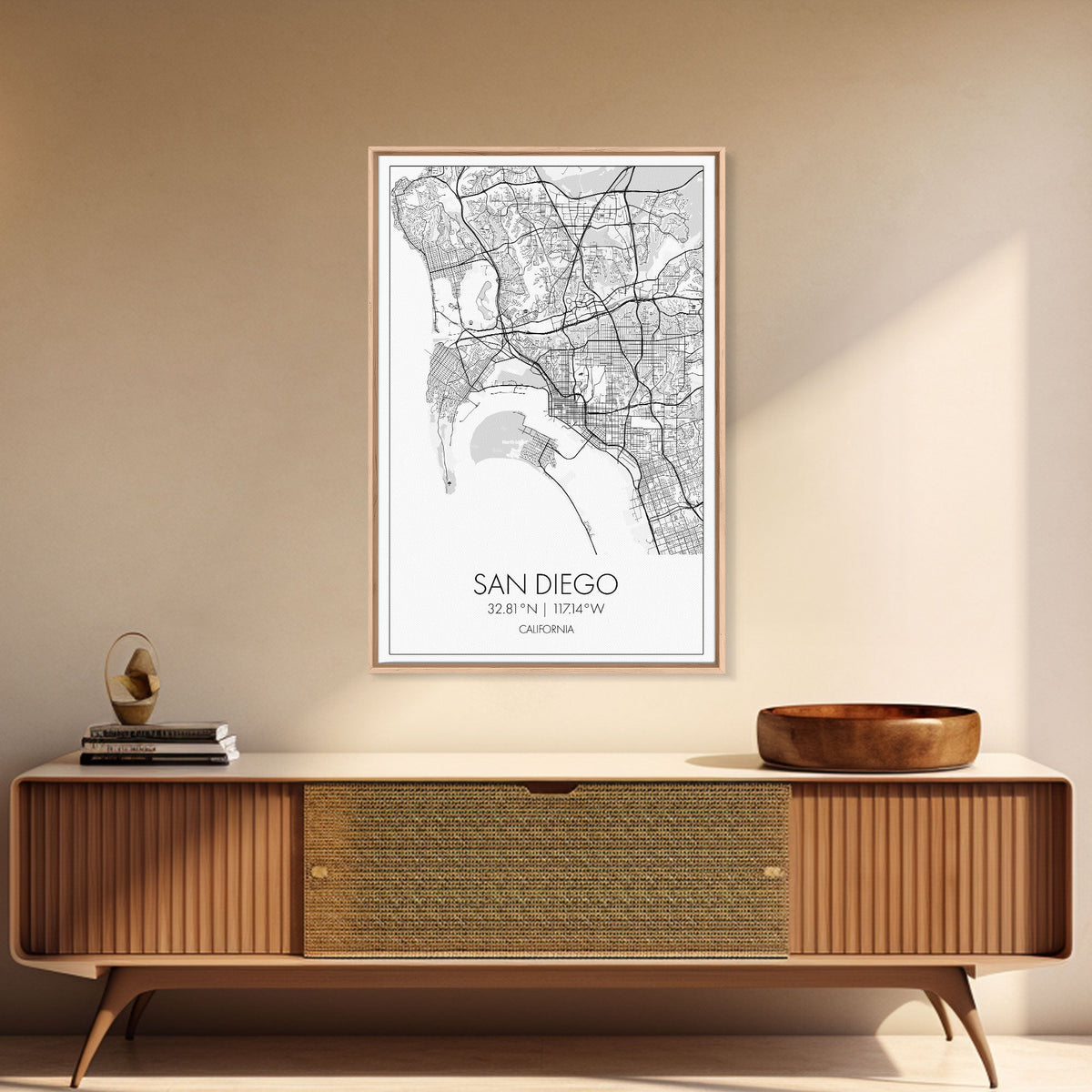 San Diego Street Map, California Map, City Map Print, Minimalist Art, Wall Art, Canvas Print, Office Wall Art, Best Friend Gifts, Travel Art