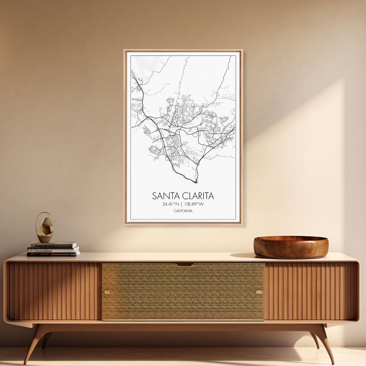 Santa Clarita Street Map, California Map, City Map Print, Minimalist Art, Wall Art, Canvas Print, Bedroom Wall Décor, Unique Travel Gifts