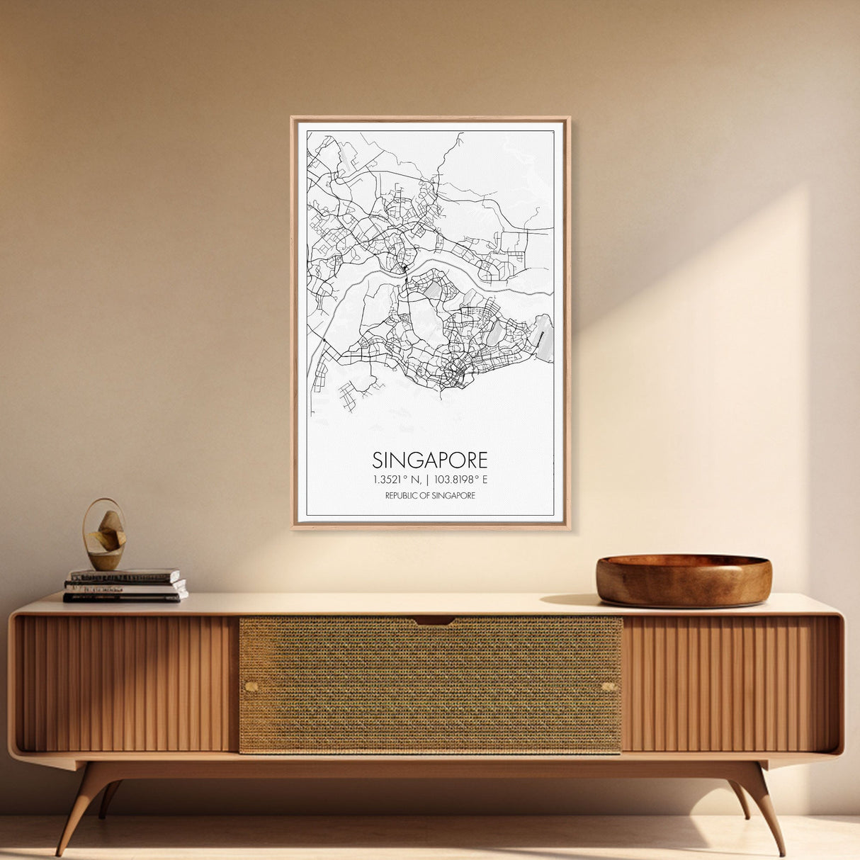 Singapore Street Map, Singapore Map, Asia City Map Print, Minimalist Art, Wall Art, Canvas Print, Room Decor, Travel Wall Art, Gift For Him